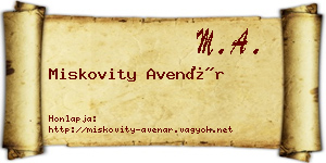 Miskovity Avenár névjegykártya